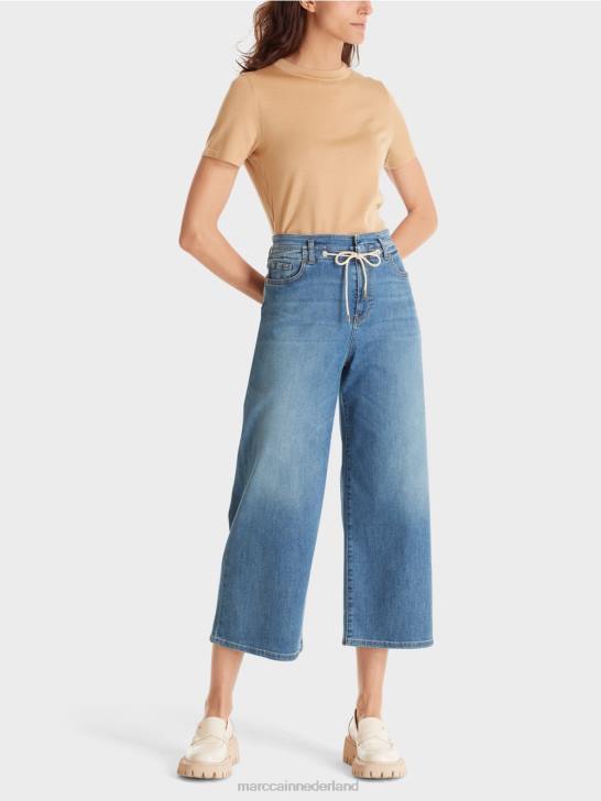 kleding blauwe denim 464J787 Wylie jeans met koord Marc Cain