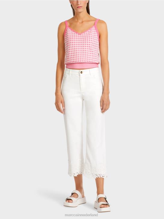 kleding gebroken wit 464J807 "Rethink Together" jeans met decoratieve zoom Marc Cain