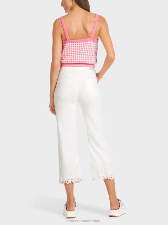 kleding gebroken wit 464J807 \"Rethink Together\" jeans met decoratieve zoom Marc Cain