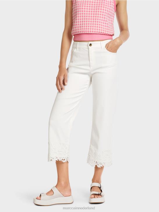 kleding gebroken wit 464J807 \"Rethink Together\" jeans met decoratieve zoom Marc Cain