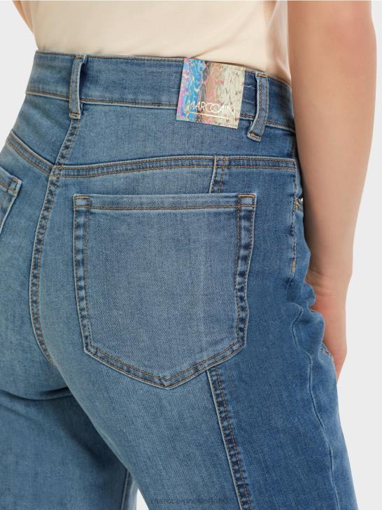 kleding vintage blauw 464J754 Fyli jeans in patchwork-design Marc Cain