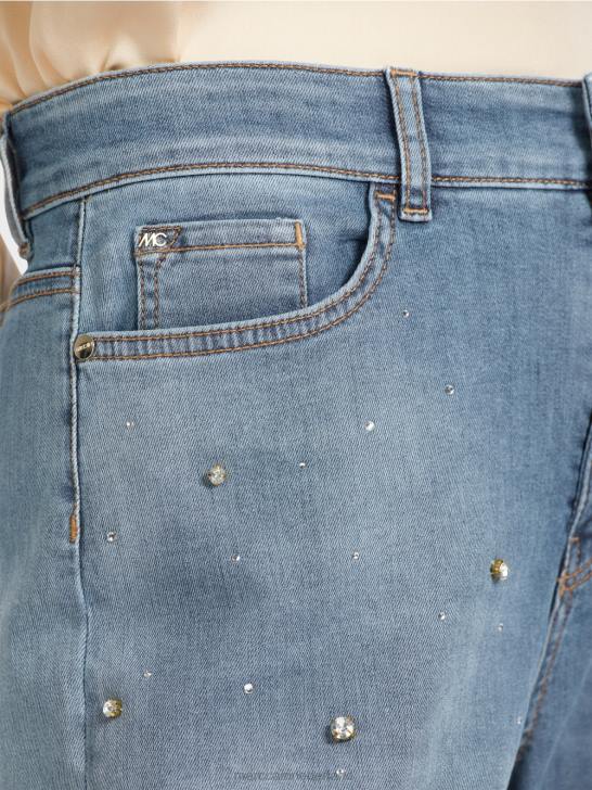 kleding vintage blauw 464J756 met parel geborduurde warri-jeans Marc Cain