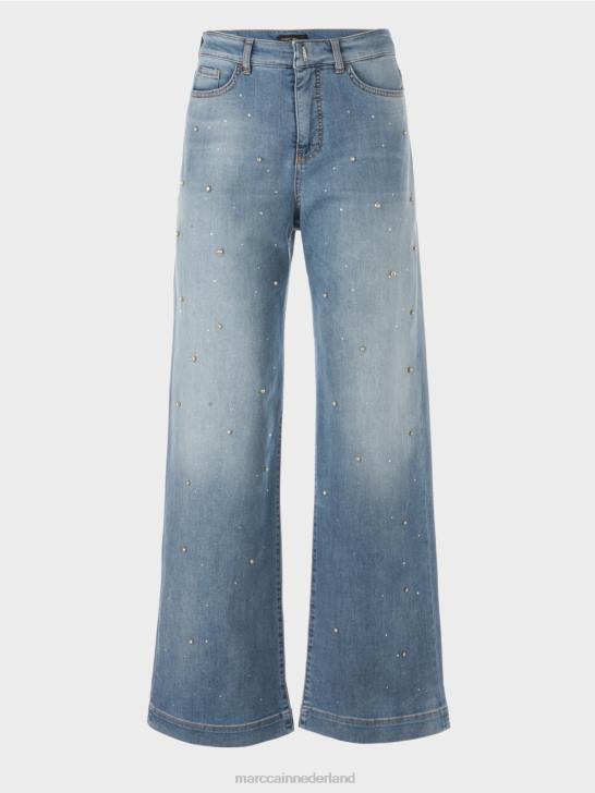 kleding vintage blauw 464J756 met parel geborduurde warri-jeans Marc Cain