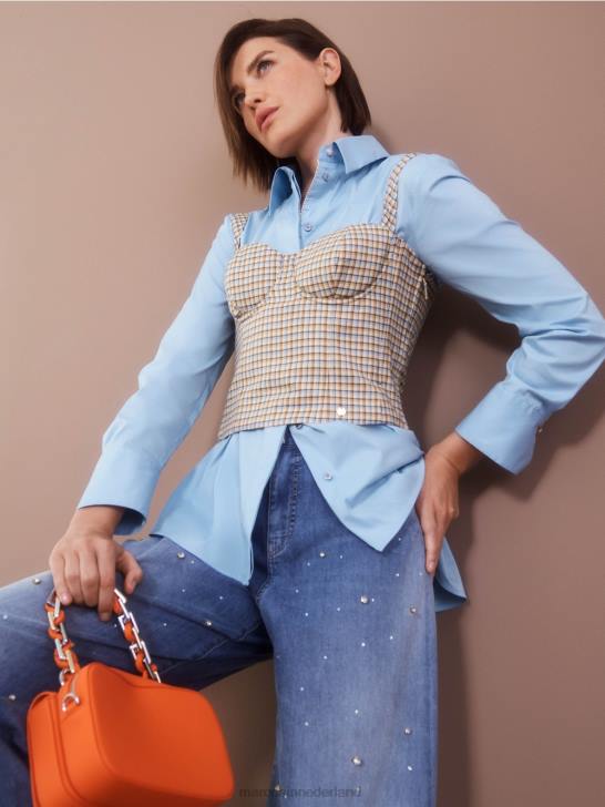 kleding vintage blauw 464J756 met parel geborduurde warri-jeans Marc Cain