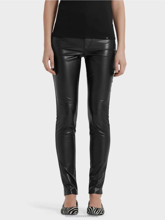 kleding zwart 464J831 Regenpijpbroek van imitatieleer Marc Cain