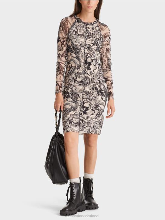 kleding Amandelbloesem 464J1 nauwsluitende jurk van elastische tule Marc Cain