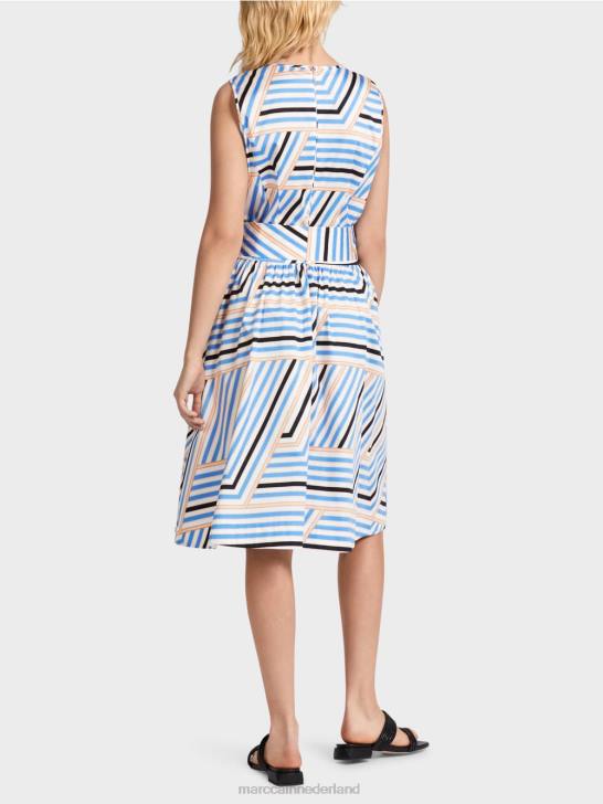 kleding azuur 464J51 speels gestreept jurkje met mc logo Marc Cain