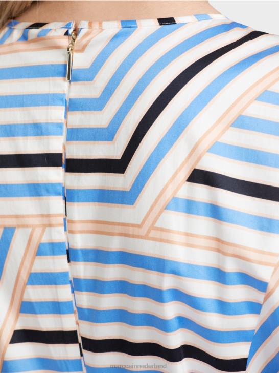 kleding azuur 464J51 speels gestreept jurkje met mc logo Marc Cain