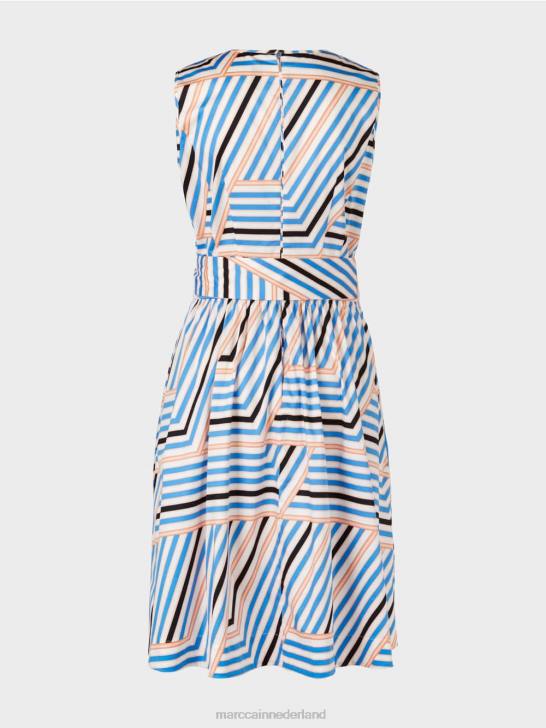 kleding azuur 464J51 speels gestreept jurkje met mc logo Marc Cain