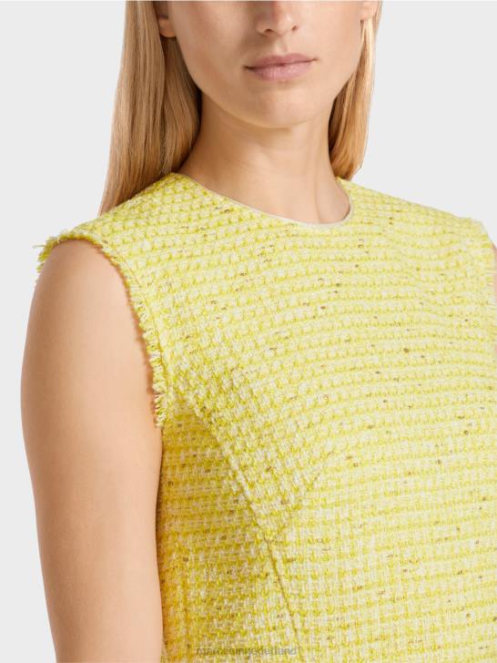 kleding citroen groen 464J76 mouwloze jurk met een paneelrok Marc Cain