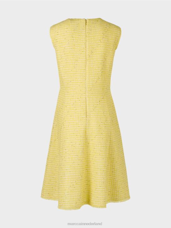 kleding citroen groen 464J76 mouwloze jurk met een paneelrok Marc Cain