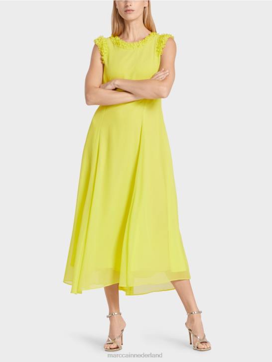 kleding citroen groen 464J81 feestelijke "samen heroverwegen" jurk Marc Cain