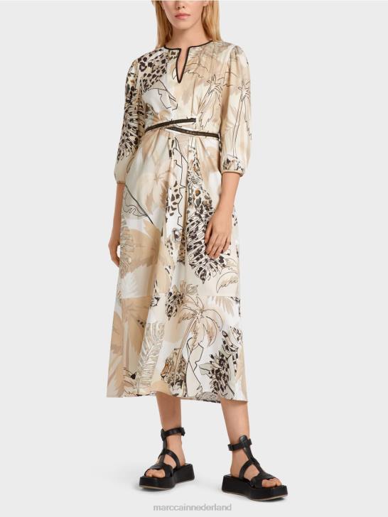 kleding diep zand 464J86 jurk met empire taille Marc Cain