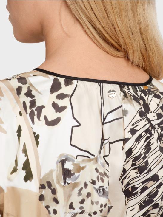 kleding diep zand 464J86 jurk met empire taille Marc Cain