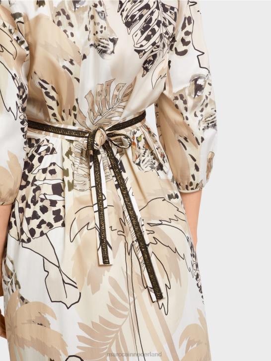 kleding diep zand 464J86 jurk met empire taille Marc Cain