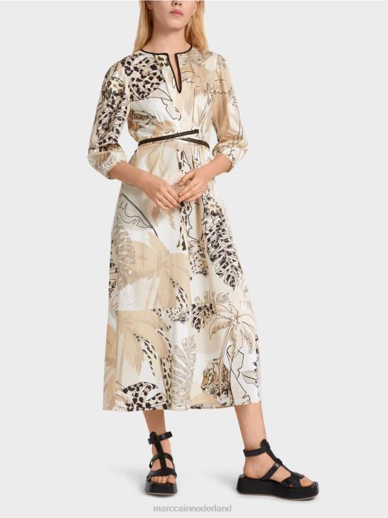 kleding diep zand 464J86 jurk met empire taille Marc Cain