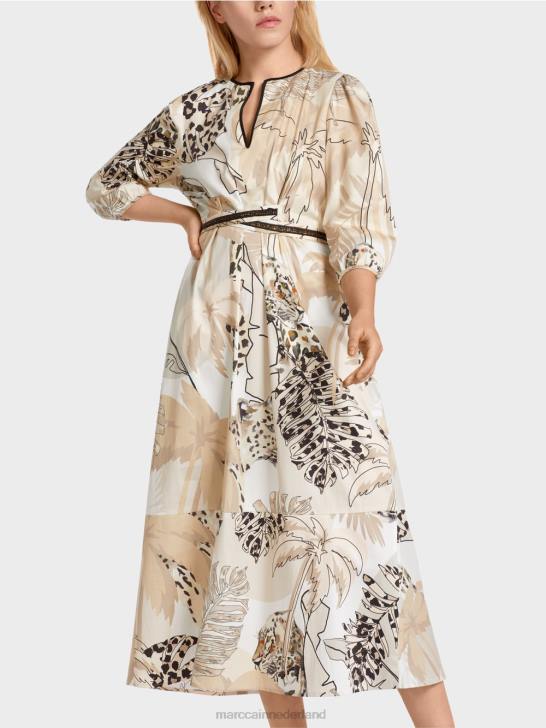 kleding diep zand 464J86 jurk met empire taille Marc Cain