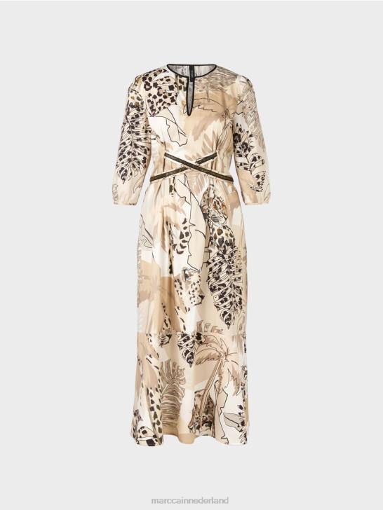 kleding diep zand 464J86 jurk met empire taille Marc Cain