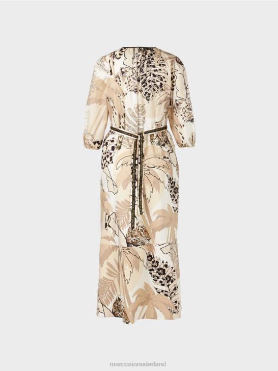 kleding diep zand 464J86 jurk met empire taille Marc Cain