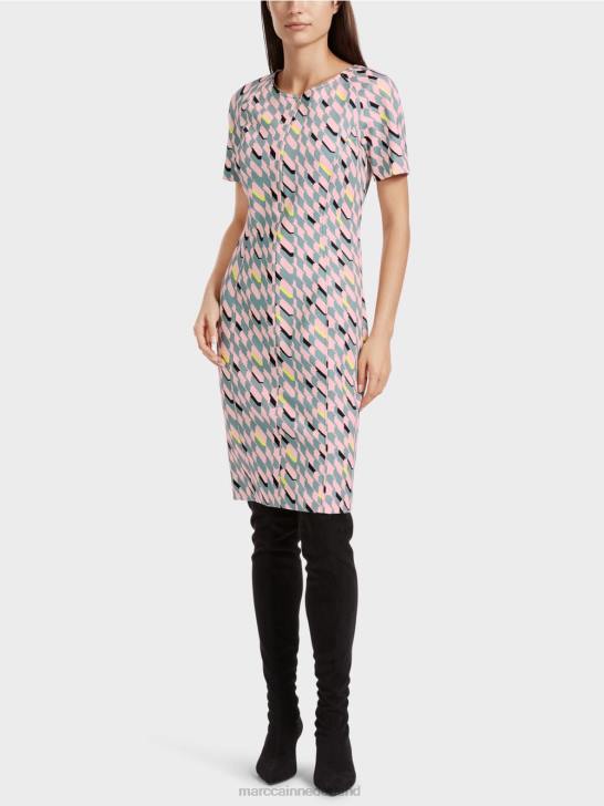 kleding donker hemelsblauw 464J31 grafisch ontwerp jurk Marc Cain