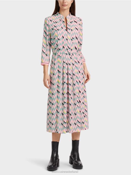 kleding donker hemelsblauw 464J35 midi-jurk met plooidetails Marc Cain