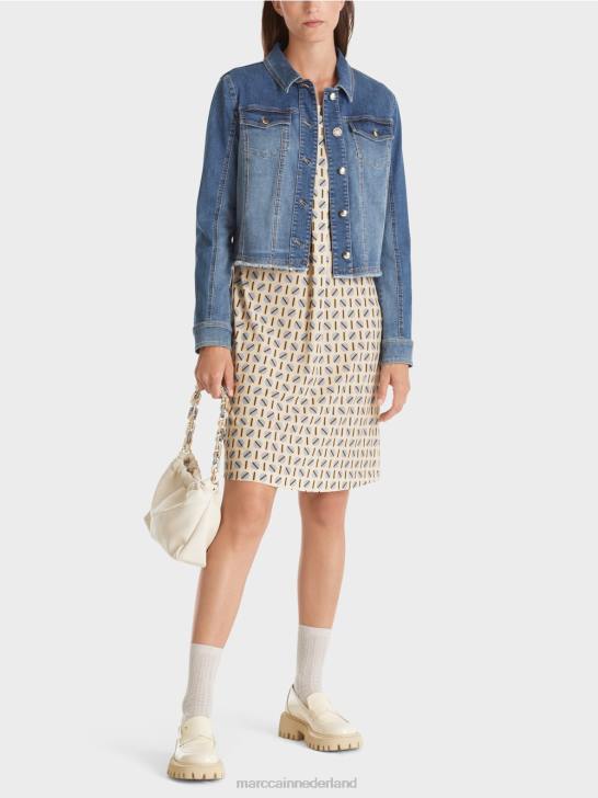 kleding donkere crème 464J22 jurkje met stippenprint Marc Cain