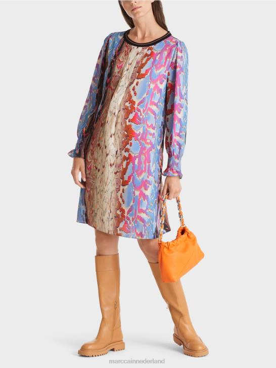 kleding donkere zomerhemel 464J23 jurk met printmix Marc Cain