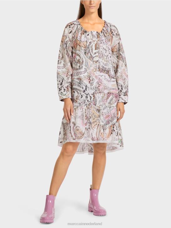 kleding gebroken wit 464J97 jurk met raglanmouwen Marc Cain