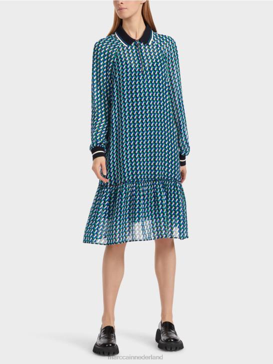 kleding glazuur 464J2 jurk met geometrisch all-over dessin Marc Cain