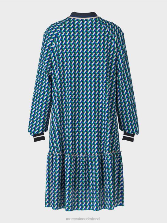 kleding glazuur 464J2 jurk met geometrisch all-over dessin Marc Cain
