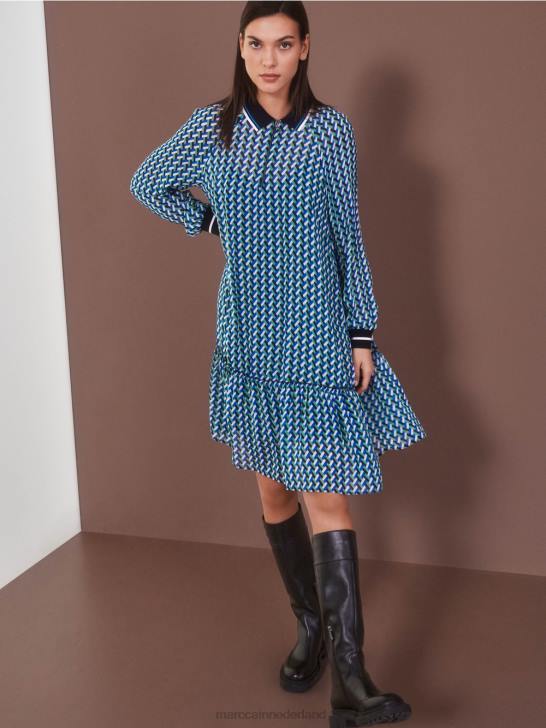 kleding glazuur 464J2 jurk met geometrisch all-over dessin Marc Cain