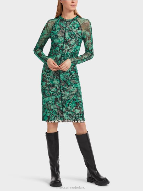 kleding glazuur 464J4 nauwsluitende jurk van elastische tule Marc Cain