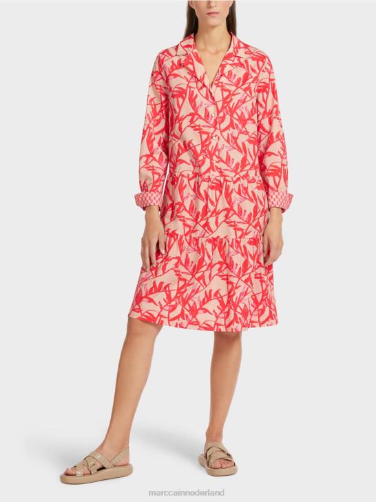 kleding helder bruin 464J105 midi-jurk met revers Marc Cain