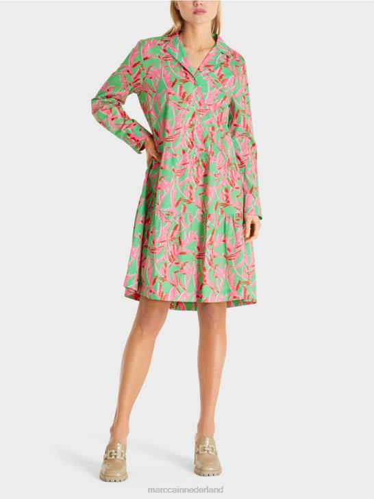 kleding heldere jade 464J108 midi-jurk met revers Marc Cain