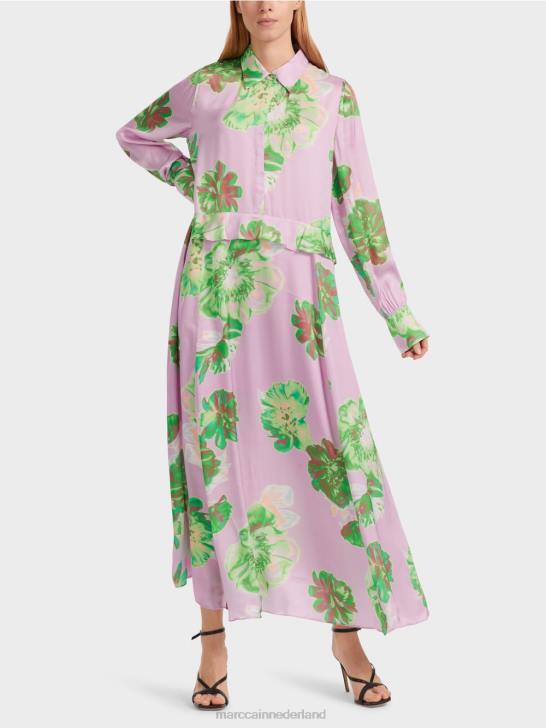 kleding heldere lavendel 464J7 vrouwelijke jurk met kraag Marc Cain