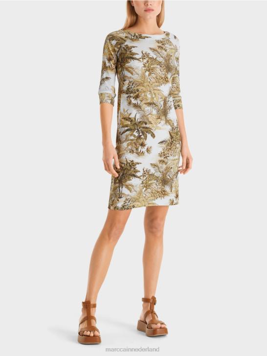 kleding licht poederblauw 464J50 katoenen stretchjurk Marc Cain