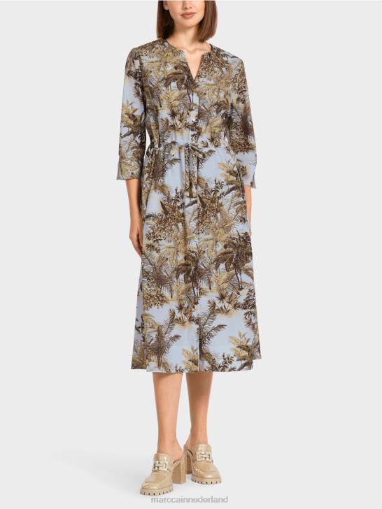 kleding licht poederblauw 464J99 Oversized jurk met trekkoord Marc Cain