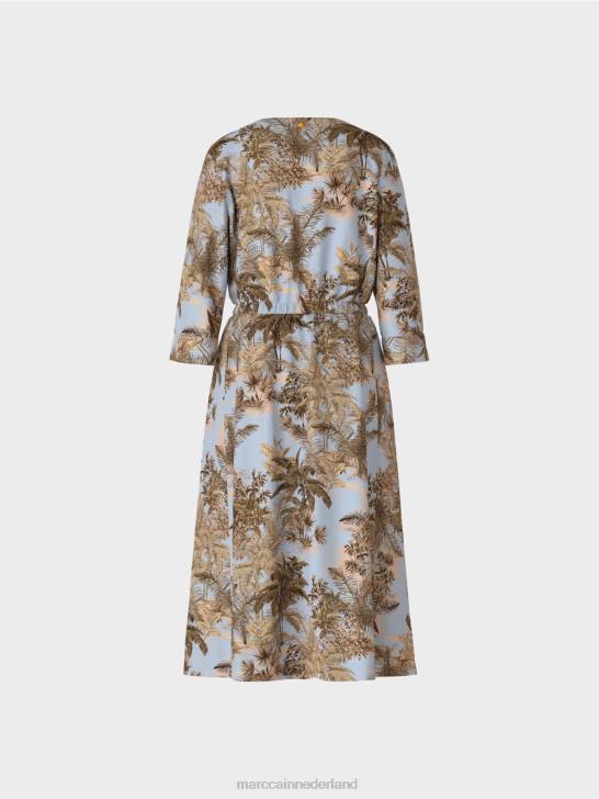 kleding licht poederblauw 464J99 Oversized jurk met trekkoord Marc Cain