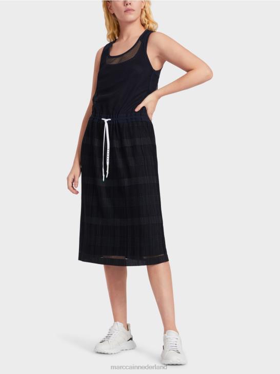 kleding middernacht blauw 464J55 sportief jurkje met plooien Marc Cain