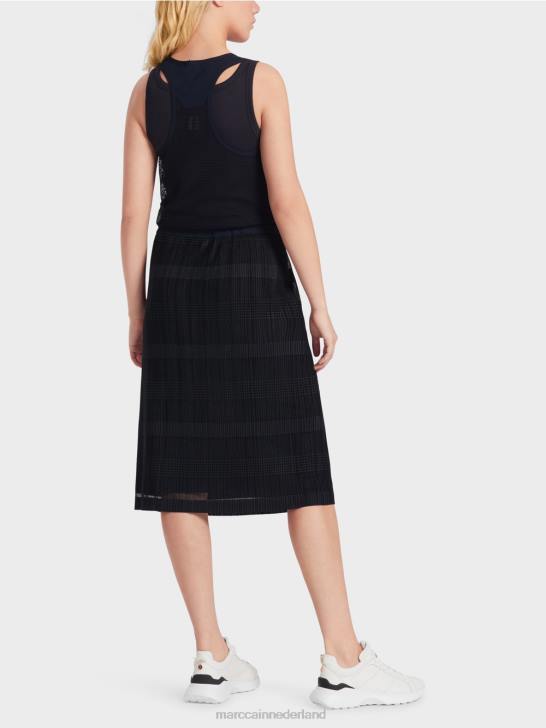 kleding middernacht blauw 464J55 sportief jurkje met plooien Marc Cain