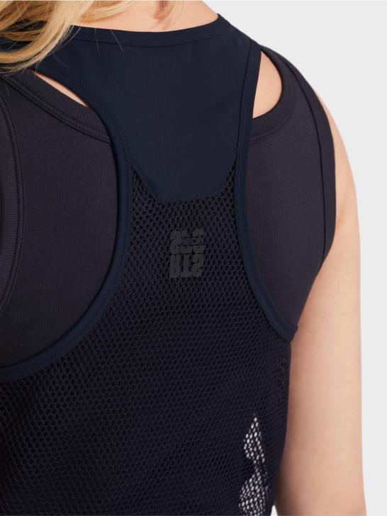 kleding middernacht blauw 464J55 sportief jurkje met plooien Marc Cain