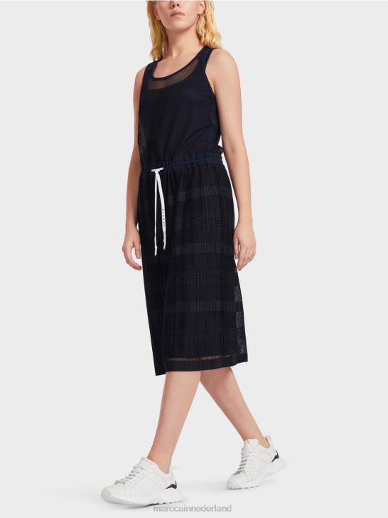 kleding middernacht blauw 464J55 sportief jurkje met plooien Marc Cain