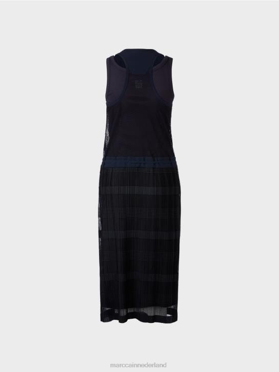 kleding middernacht blauw 464J55 sportief jurkje met plooien Marc Cain