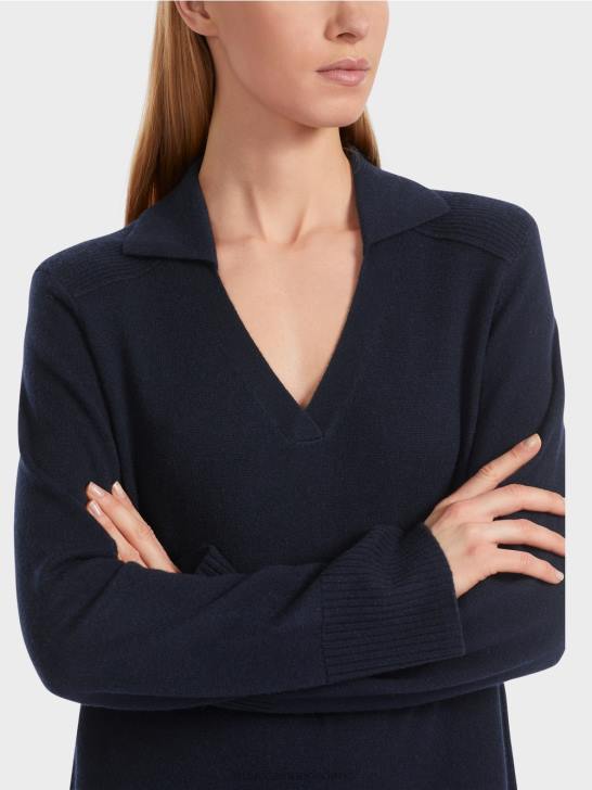 kleding middernacht blauw 464J5 lange gebreide \"rethink Together\" jurk Marc Cain