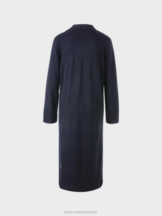 kleding middernacht blauw 464J5 lange gebreide \"rethink Together\" jurk Marc Cain