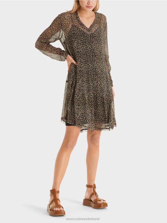 kleding poeder crème 464J48 lichtgewicht jurk van viscose-crêpe Marc Cain