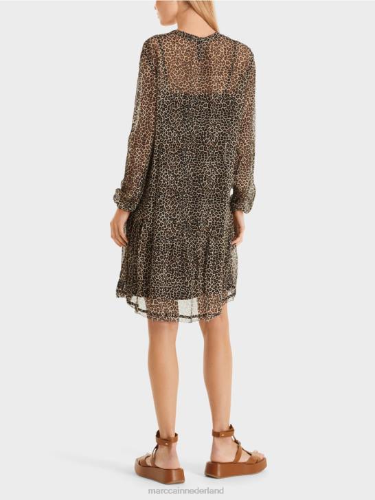 kleding poeder crème 464J48 lichtgewicht jurk van viscose-crêpe Marc Cain