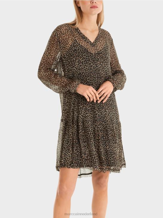 kleding poeder crème 464J48 lichtgewicht jurk van viscose-crêpe Marc Cain