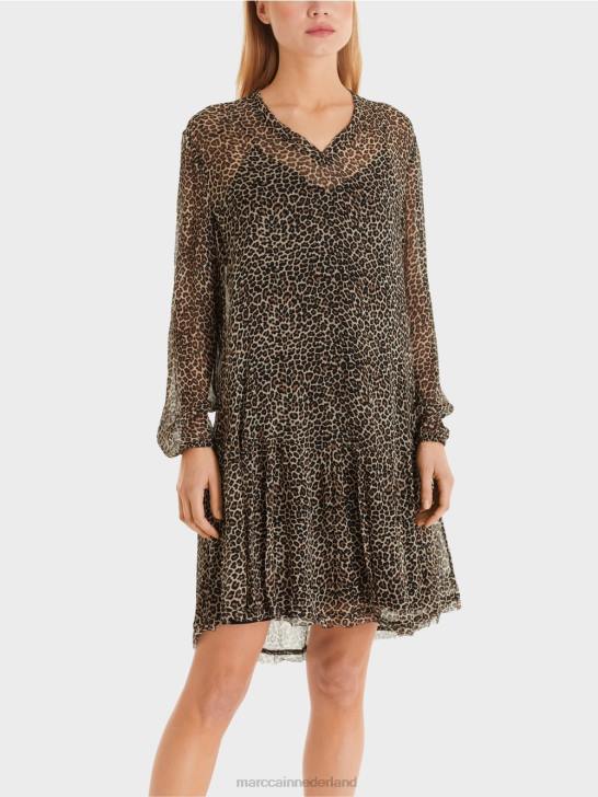 kleding poeder crème 464J48 lichtgewicht jurk van viscose-crêpe Marc Cain