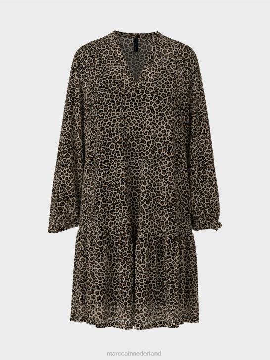 kleding poeder crème 464J48 lichtgewicht jurk van viscose-crêpe Marc Cain